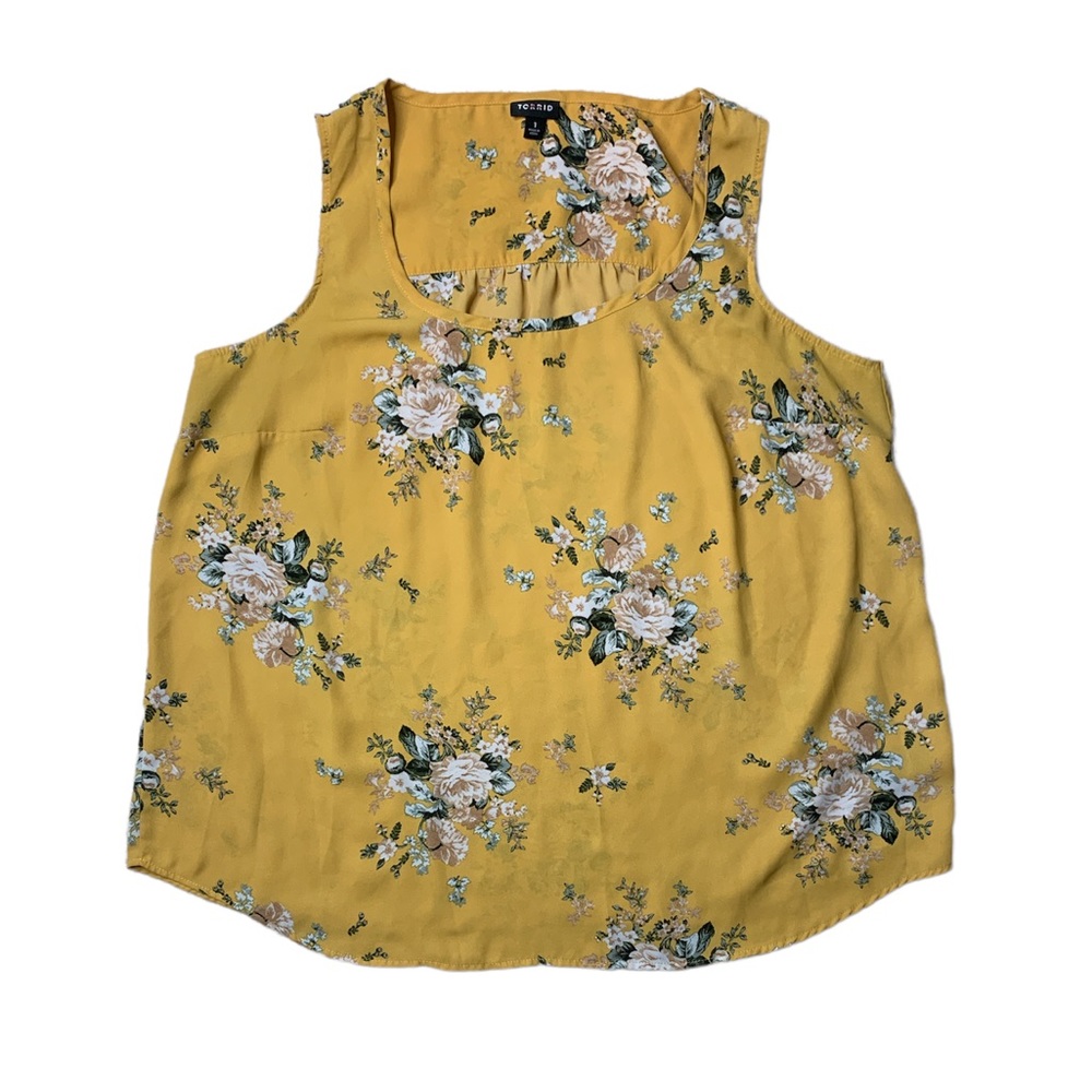 1X Torrid Mustard Floral Tank Top Lightweight Tank